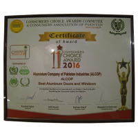 Certificate by Consumers Association of Pakistan for Consumers Choice Award in 2016